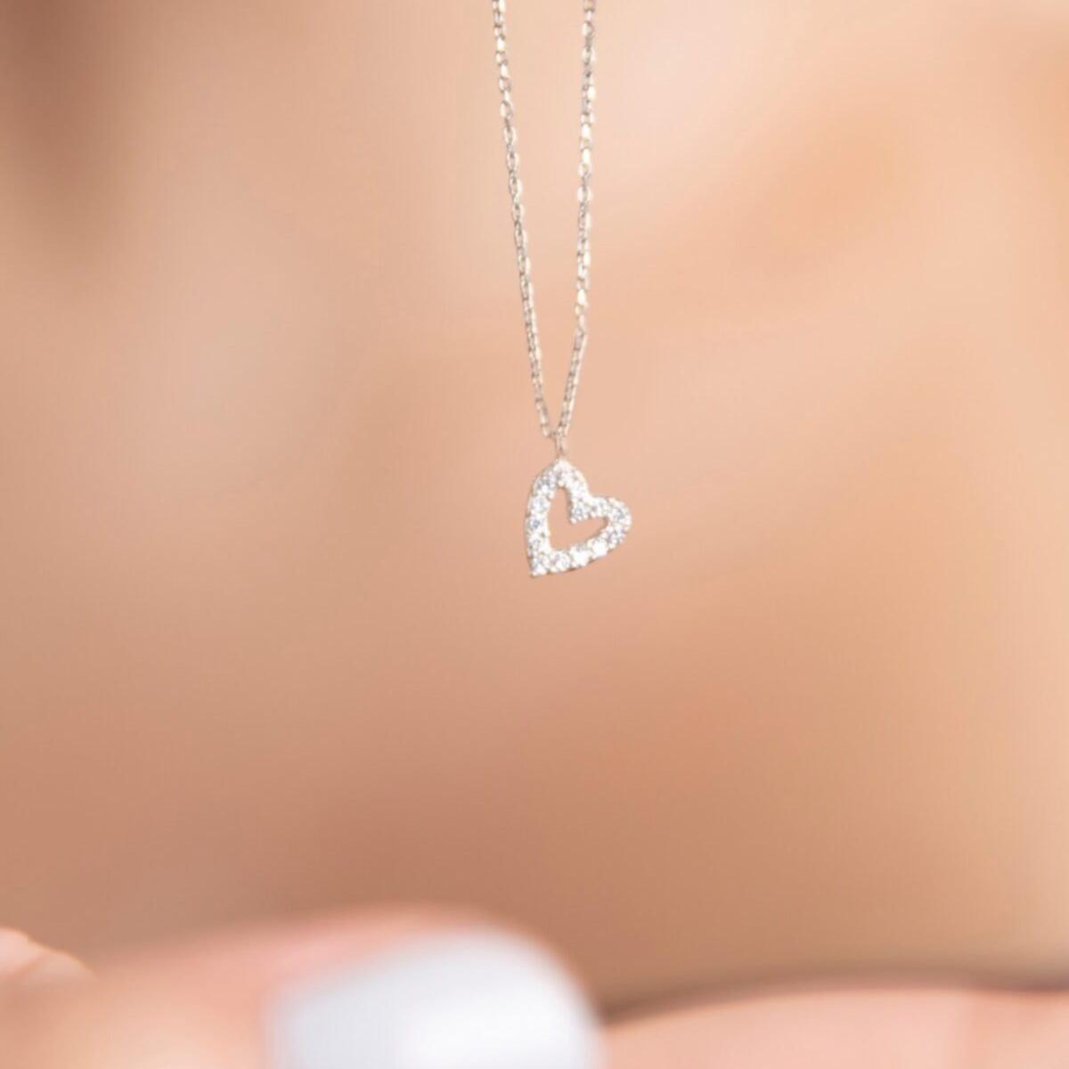 Tiny Heart Necklace • Tiny Necklace Delicate • Tiny Diamond Necklace - Trending Silver Gifts