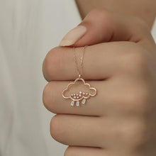 Cloud Rose Necklace With Raindrops ¥ Cloud And Raindrop Necklace - Trending Silver Gifts