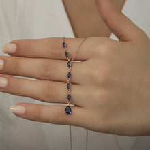 Teardrop Y-Shaped Blue Sapphire Necklace ¥ Teardrop Sapphire Necklace - Trending Silver Gifts