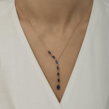 Teardrop Y-Shaped Blue Sapphire Necklace ¥ Teardrop Sapphire Necklace - Trending Silver Gifts