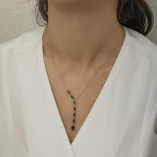 Teardrop Y-Shaped Blue Sapphire Necklace ¥ Teardrop Sapphire Necklace - Trending Silver Gifts