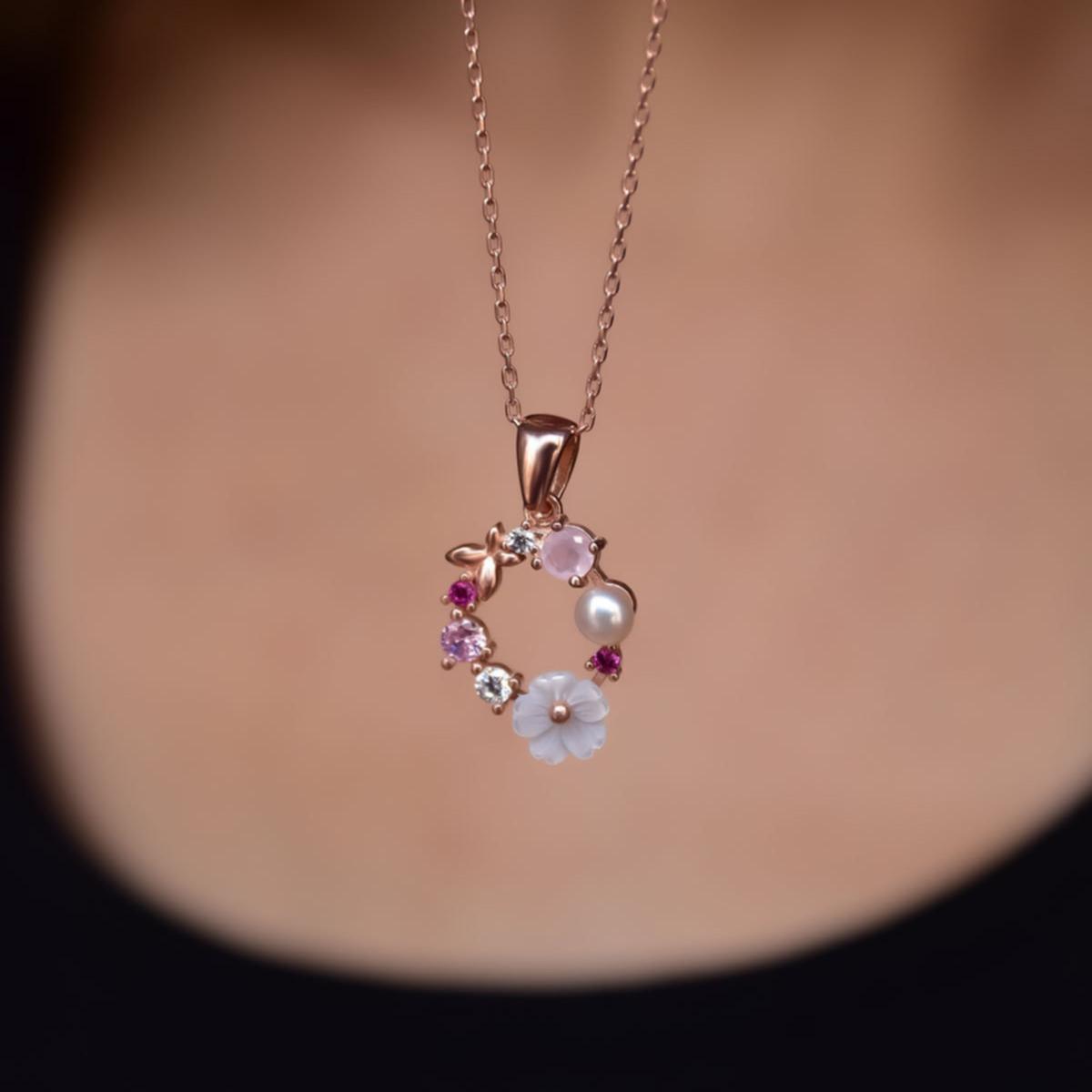 Magnolia Flower Necklace • Mother Of Perl Flower Necklace - Trending Silver Gifts