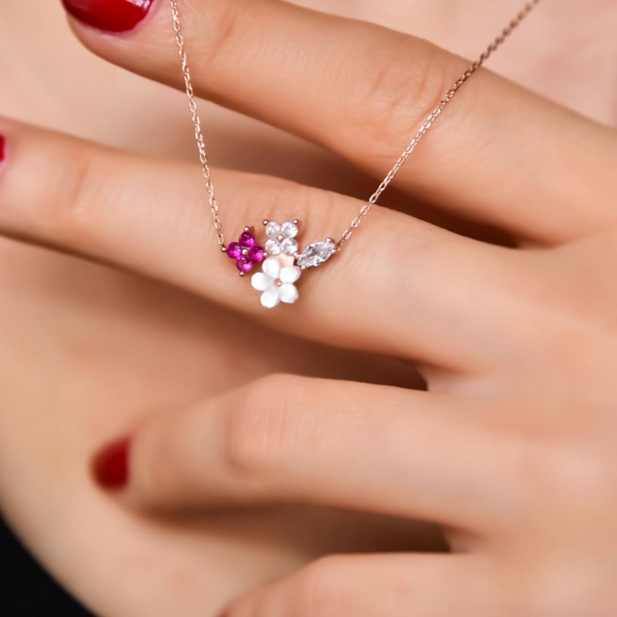 Flower Necklace Silver • Clover Mother Of Pearl Necklace - Trending Silver Gifts