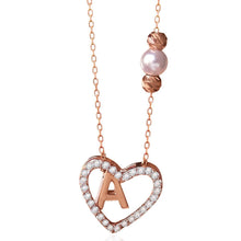 Initial Pendant Heart Necklace ¥ Pearl Necklace With Pendant - Trending Silver Gifts