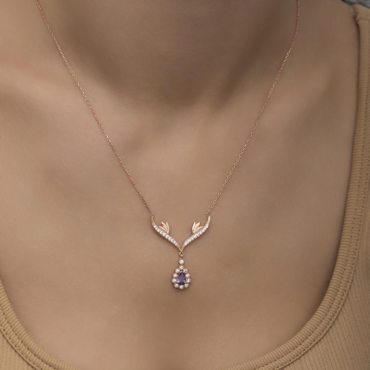 Amethyst Crystal Necklace • Amethyst Birthstone Necklaces - Trending Silver Gifts