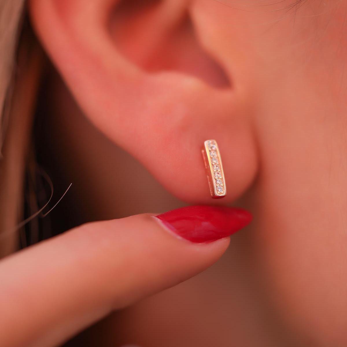 Small Diamond Earrings ¥ Minimalist Diamond Earrings ¥ Gift For Wife - Trending Silver Gifts