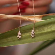 14K Gold Dangle Snake Earrings ¥ Gold Hoop Dangle Earrings - Trending Silver Gifts