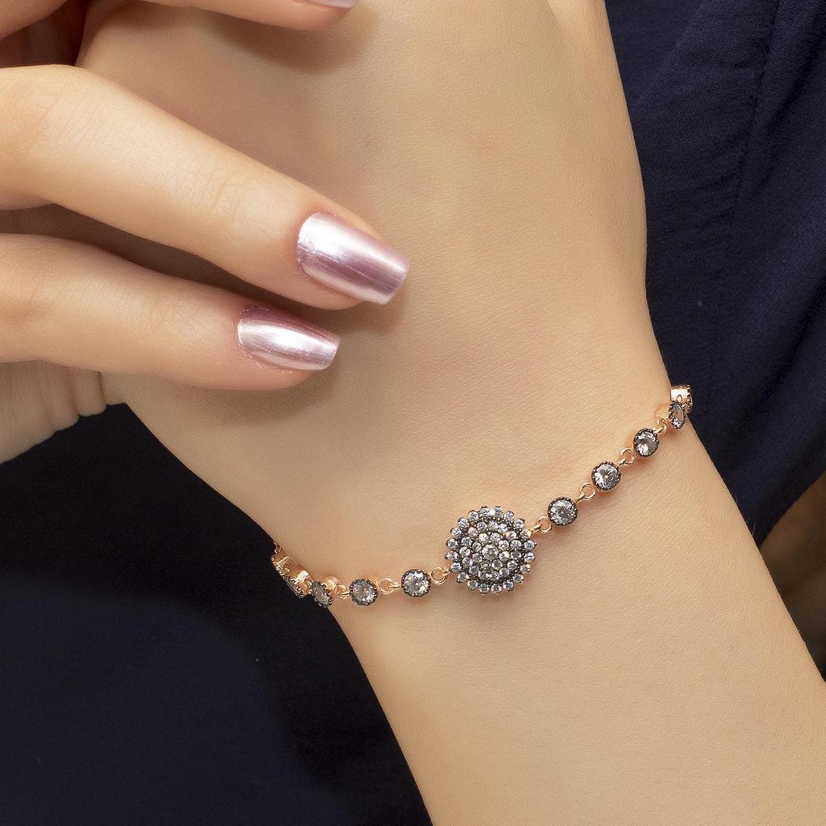 Diamond Satellite Chain Bracelet • Diamond Rose Bracelet - Trending Silver Gifts