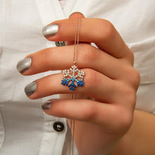 Blue Snowflake Necklace Diamond ¥ White Snowflake Pendant Necklace - Trending Silver Gifts