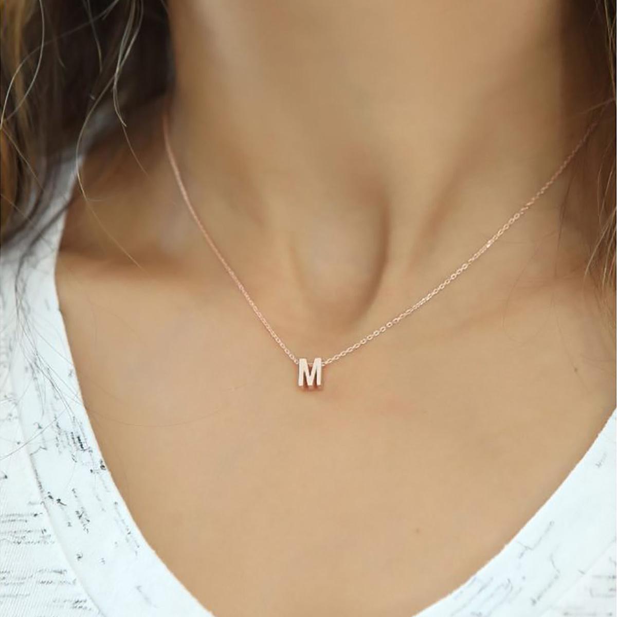 M Initial Necklace Gold • Custom Letter Necklace • Initials Necklace - Trending Silver Gifts