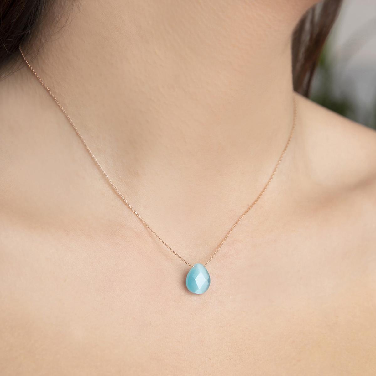Blue Gemstone Necklace • Blue Opal Necklace • Blue Necklace Pendant - Trending Silver Gifts