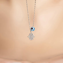 Evil Eye Protection Necklace Silver ¥ Hand of Fatima Necklace Silver - Trending Silver Gifts