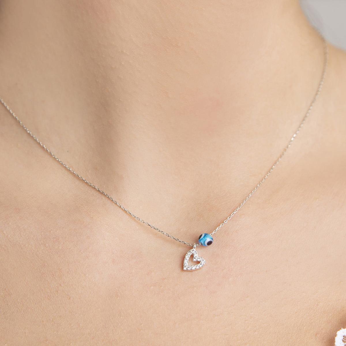 Diamond Heart Necklace ¥ Tiny Heart Necklace ¥ Tiny Eye Evil Necklace - Trending Silver Gifts