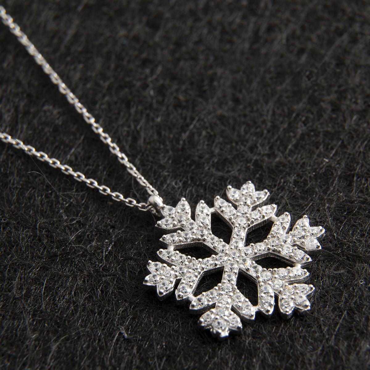 Diamond Snowflake Necklace • Christmas Gift For Mom • Gift For Her - Trending Silver Gifts