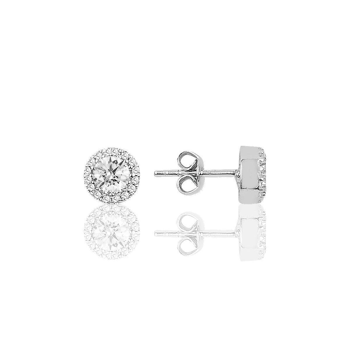 Solitaire Earrings Singapore • Solitaire Pierced Earrings Swarovski - Trending Silver Gifts