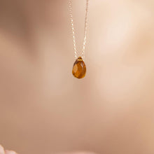 Orange Crystal Citrine Necklace ¥ Teardrop Citrine Crystal Necklace - Trending Silver Gifts