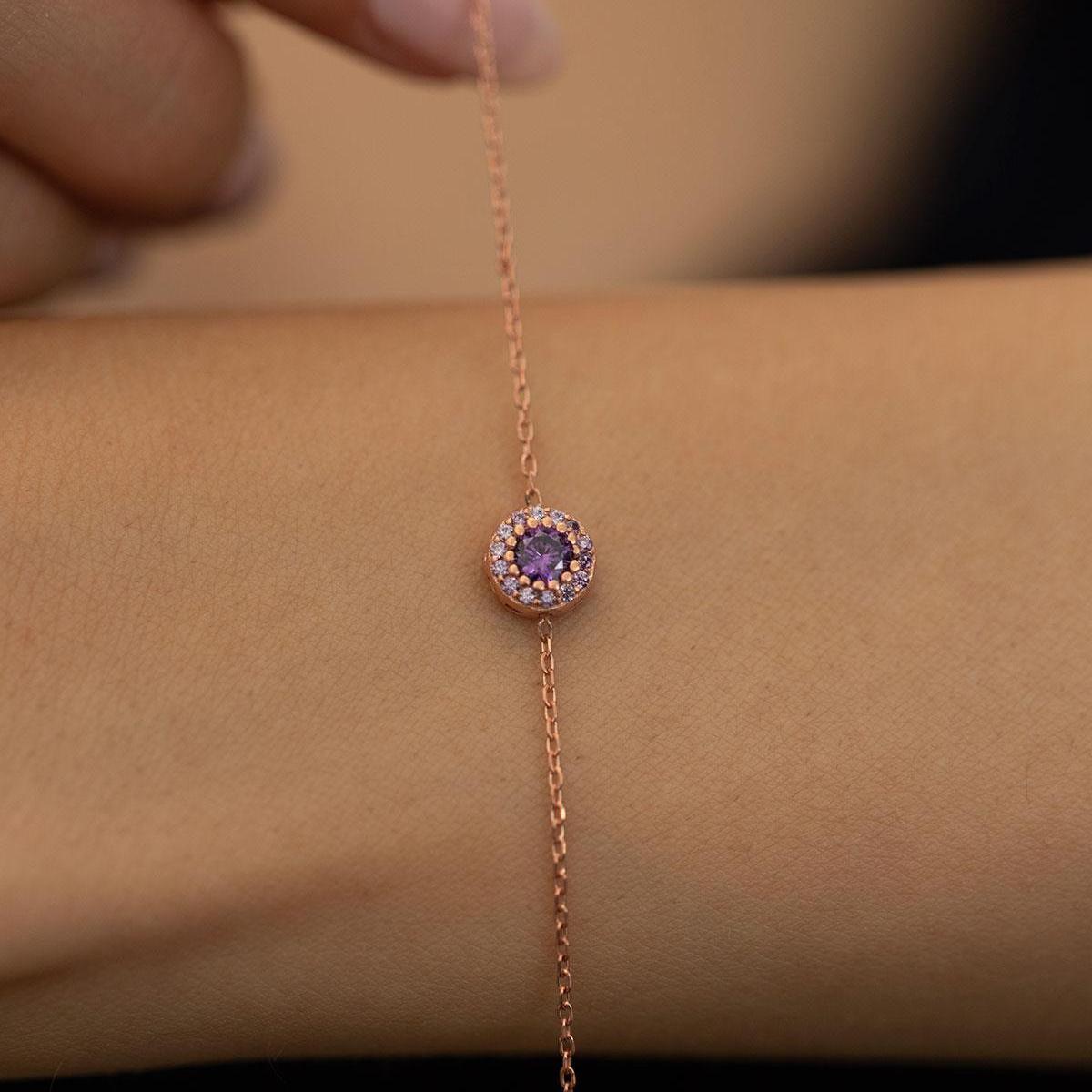 Amethyst Crystal Bracelet • Purple Birthstone Bracelet - Trending Silver Gifts