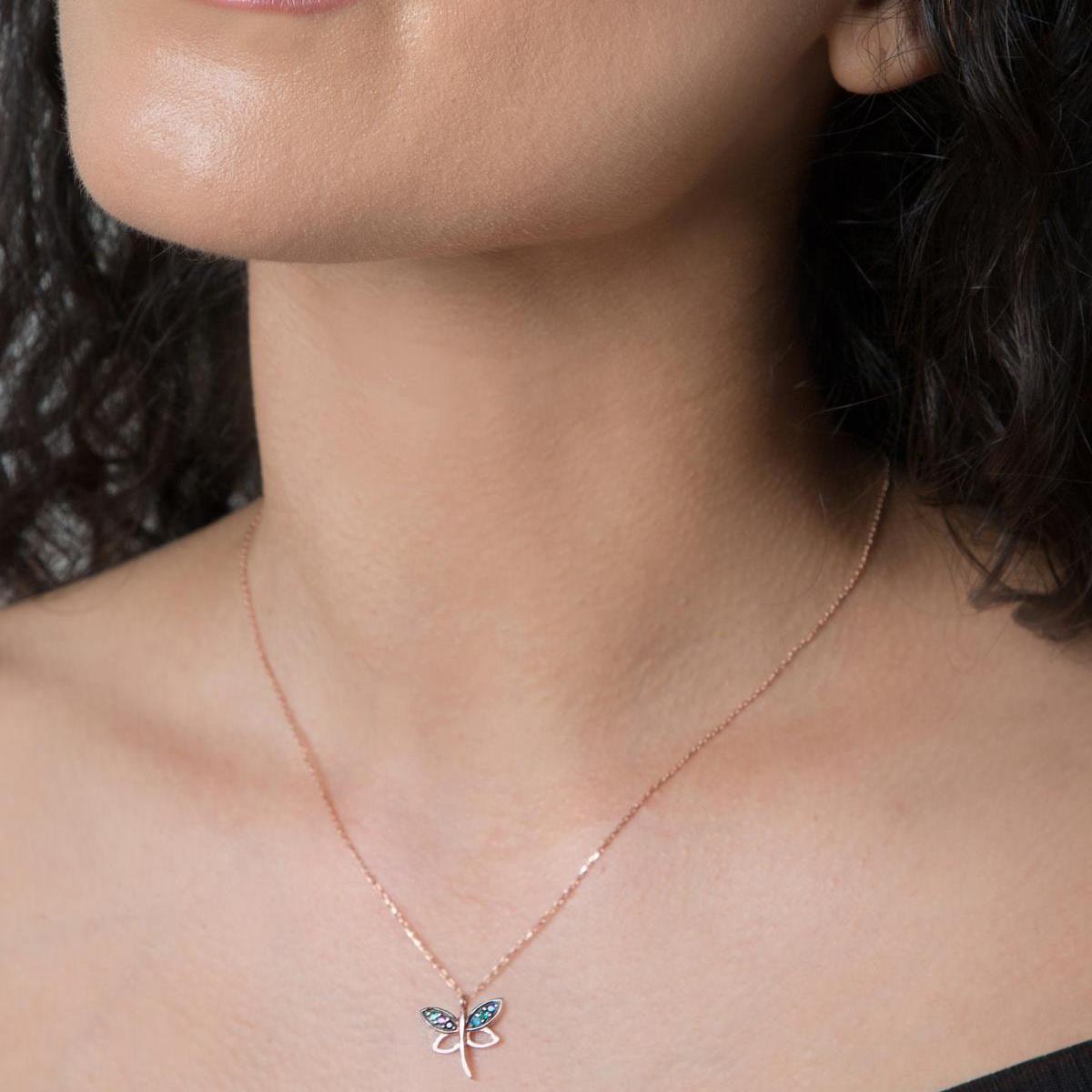 Dragonfly Diamond Necklace • Sterling Silver Dragonfly Necklace - Trending Silver Gifts