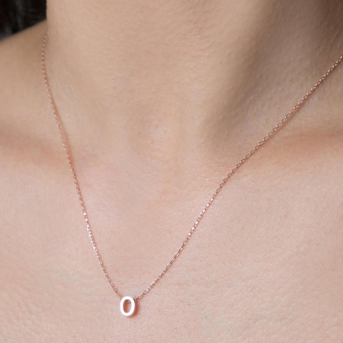 O Initial Necklace Rose • Rose Gold Initial Necklace • Gift For Her - Trending Silver Gifts
