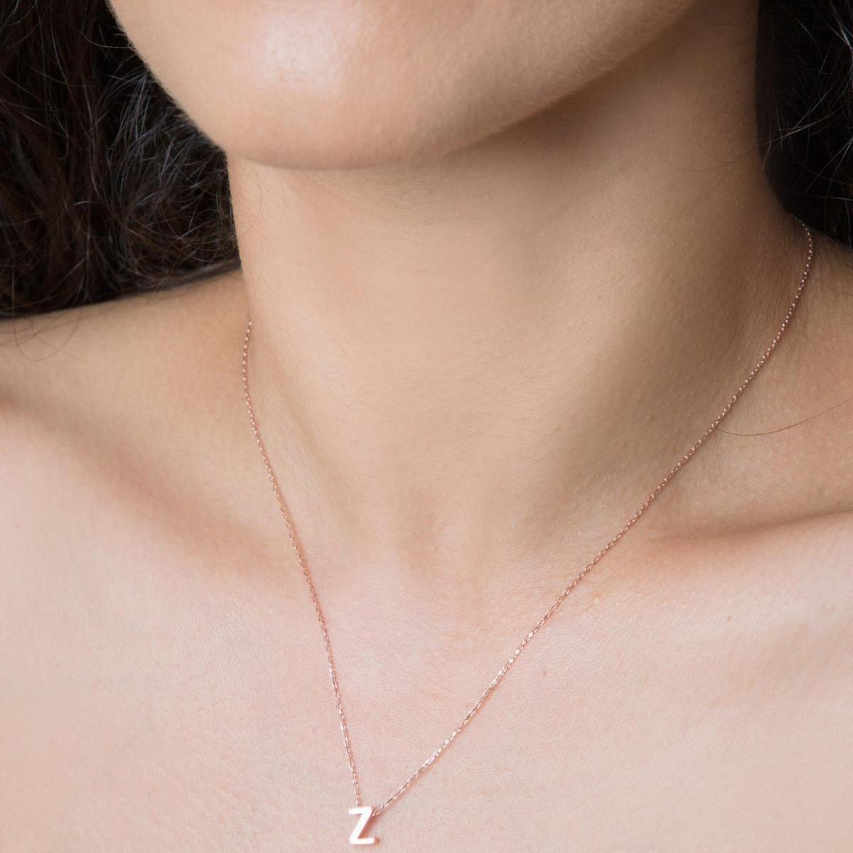 Z Initial Necklace Rose • Rose Gold Initial Necklace • Gift For Her - Trending Silver Gifts