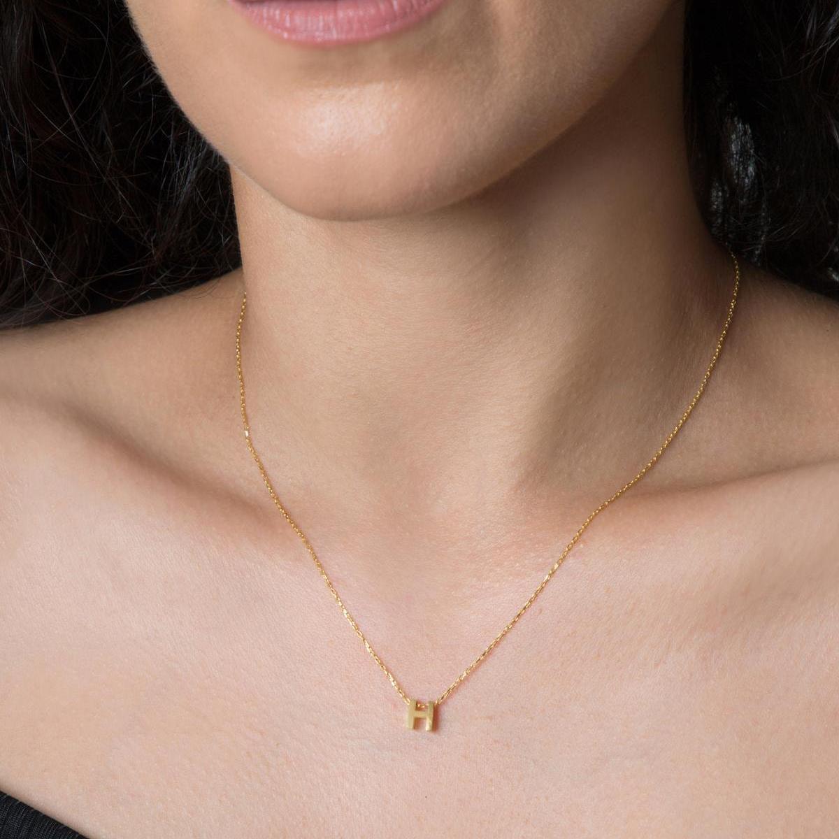 H Initial Necklace Gold • 14K Gold Initial Necklace • Gift For Her - Trending Silver Gifts