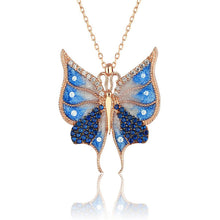 Blue Butterfly Necklace ¥ Butterfly Crystal Necklace ¥ Gift For Her - Trending Silver Gifts