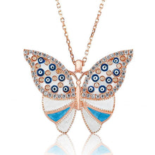 Blue Butterfly Necklace Gold ¥ Evil Eye Necklace Gold ¥ Gift For Her - Trending Silver Gifts