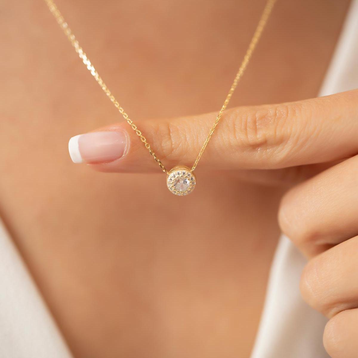 Solitaire Diamond Necklace Yellow Gold • Solitaire Necklace Diamond - Trending Silver Gifts