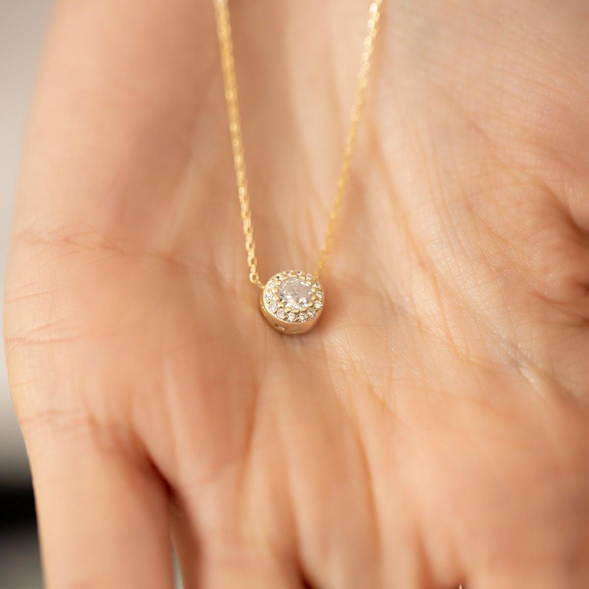 Solitaire Diamond Necklace Yellow Gold • Solitaire Necklace Diamond - Trending Silver Gifts