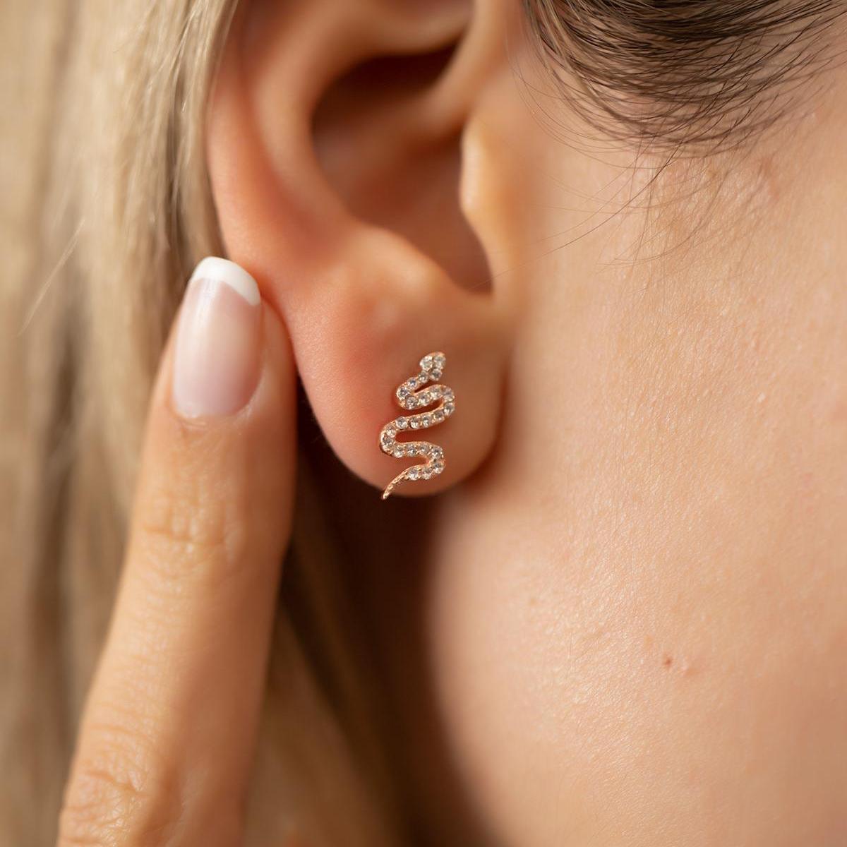 Snake Earrings Studs • Gold Snake Earrings • Boucheron Serpent Earring - Trending Silver Gifts