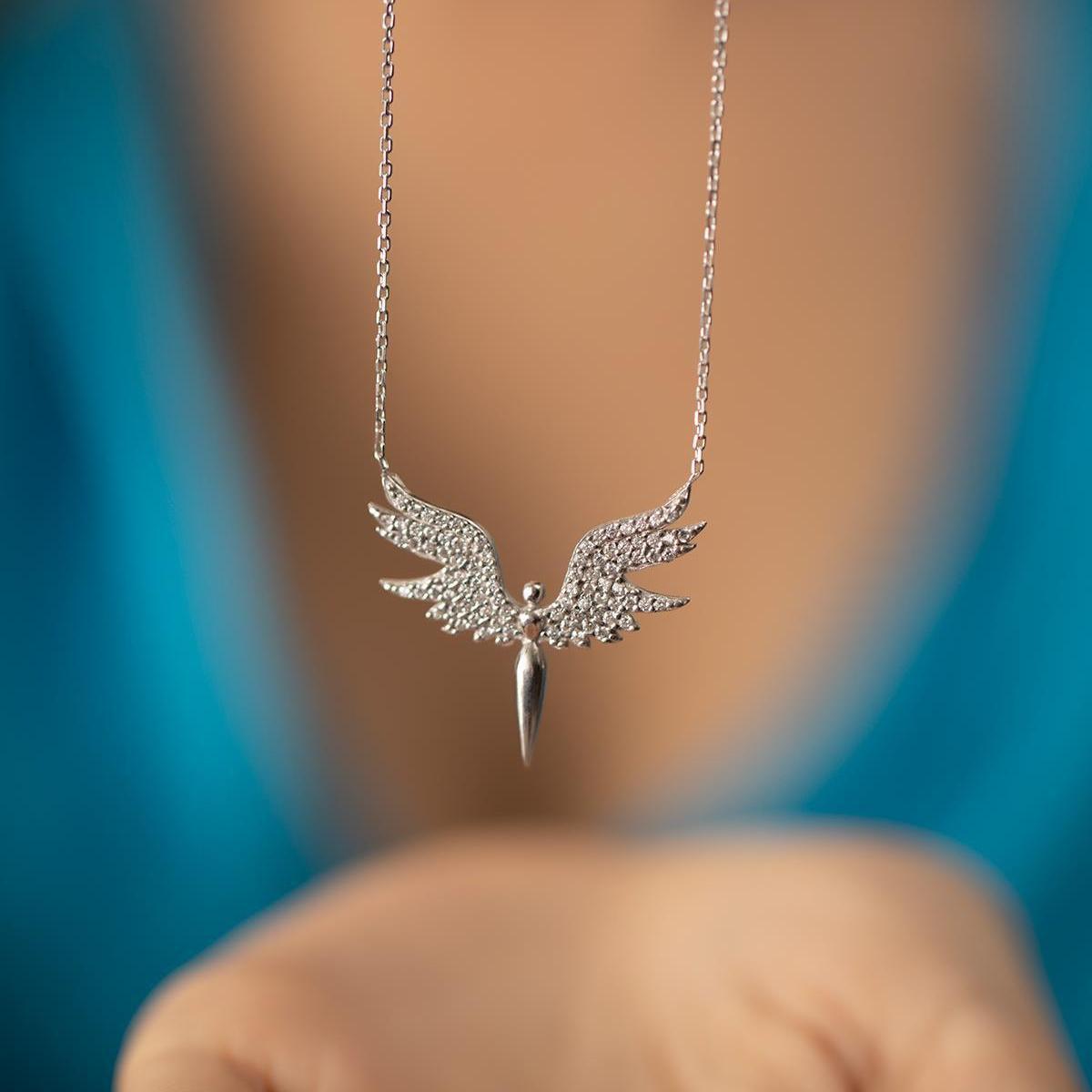 Guardian Angel Necklace • Angel Wings Necklace Silver • Gift for Mom - Trending Silver Gifts