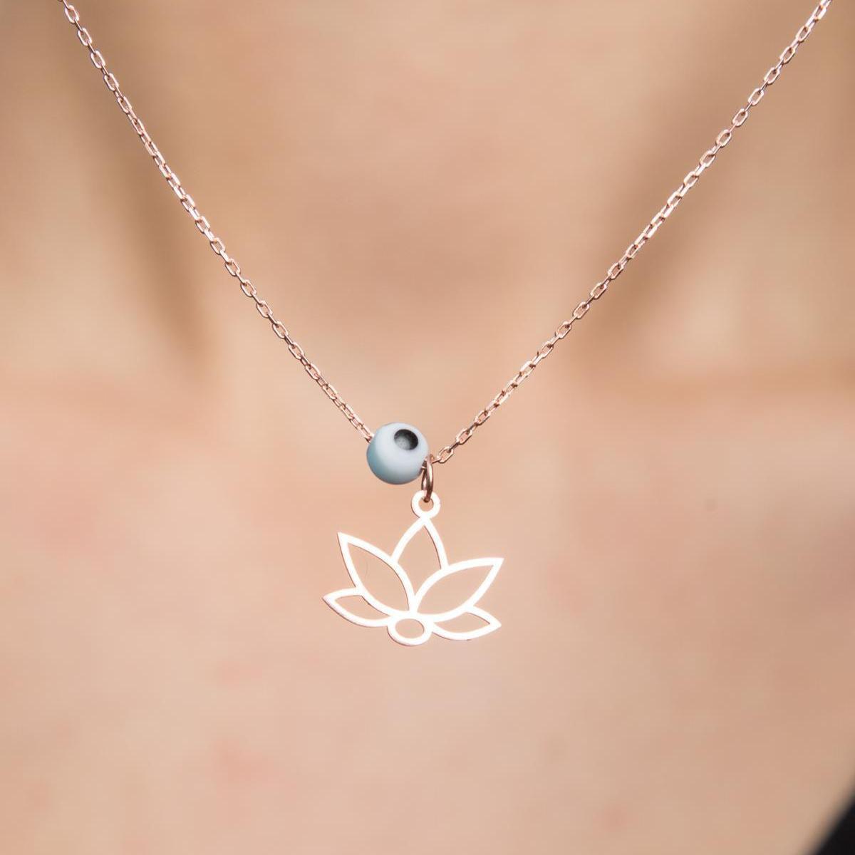 Evil Eye Protection Necklace • Evil Eye Lotus Flower Necklace - Trending Silver Gifts