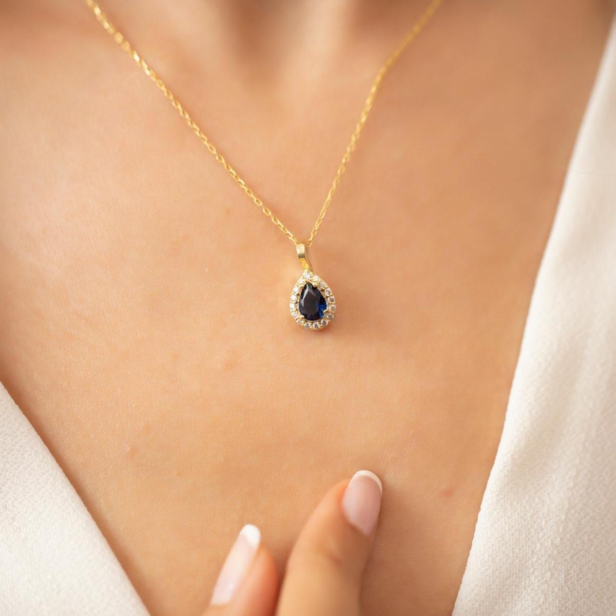 Sapphire Pendant Necklace • Birthstone Necklace For Mom • Gift For Mom - Trending Silver Gifts