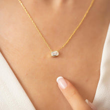 Diamond Baguette Necklace ¥ Solitaire Diamond Pendant Necklace - Trending Silver Gifts