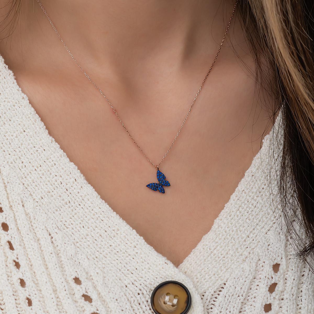 Best Minimalist Butterfly Necklace • Blue Zircon Butterfly Necklace - Trending Silver Gifts