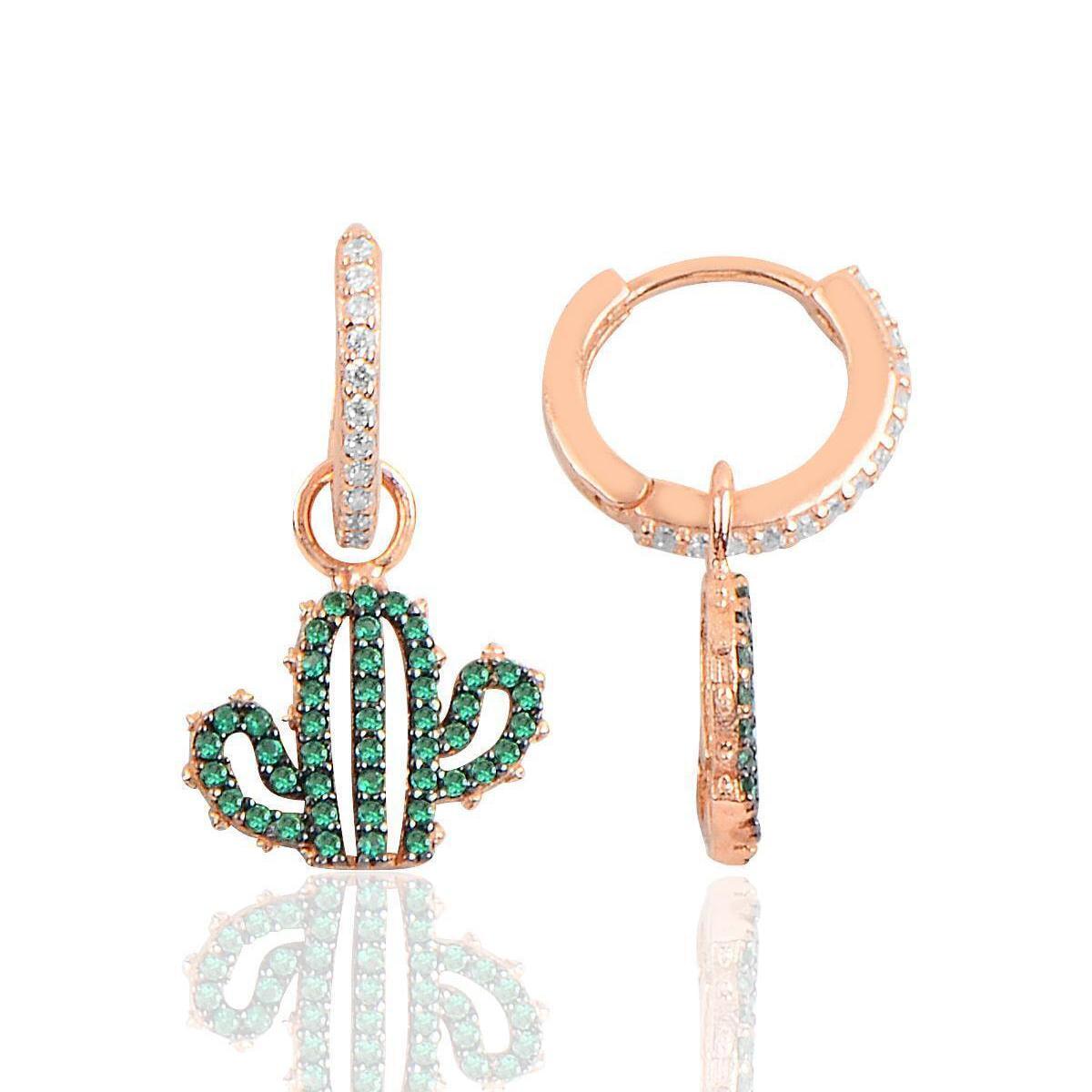 Huggie Cactus Earrings • Sterling Silver Cactus Earrings - Trending Silver Gifts
