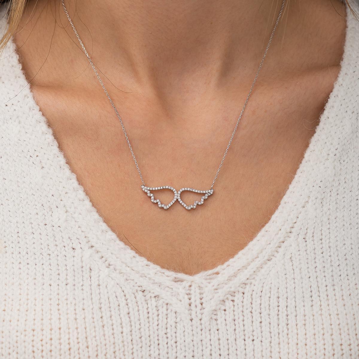 Angels Wings Necklace • Silver Angels Wings Necklace • Wings Necklace - Trending Silver Gifts