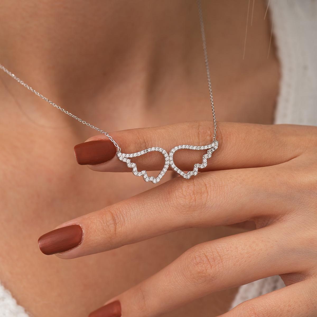 Angels Wings Necklace • Silver Angels Wings Necklace • Wings Necklace - Trending Silver Gifts