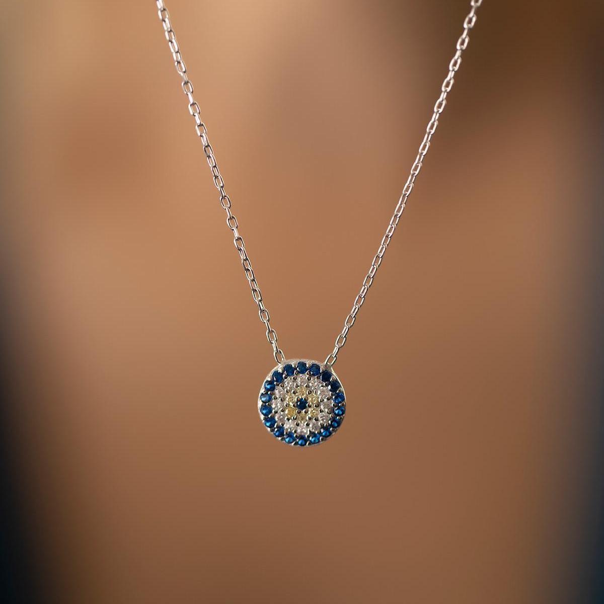 Evil Eye Protection Necklace ¥ Greek Evil Eye Necklace ¥ Gift For Mom - Trending Silver Gifts