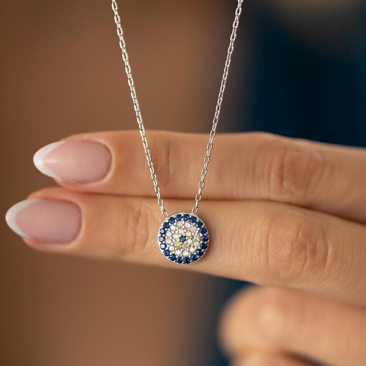 Evil Eye Protection Necklace ¥ Greek Evil Eye Necklace ¥ Gift For Mom - Trending Silver Gifts