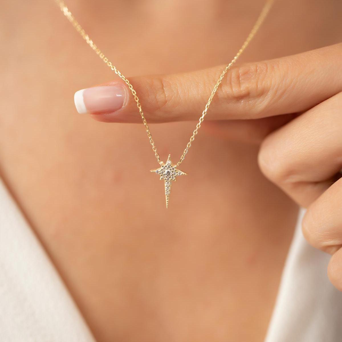 North Star Necklace • Star Necklace Gold • Gold Star Necklace - Trending Silver Gifts