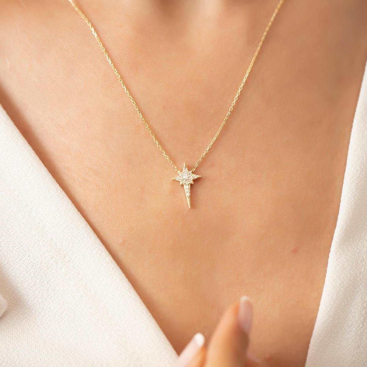 North Star Necklace • Star Necklace Gold • Gold Star Necklace - Trending Silver Gifts