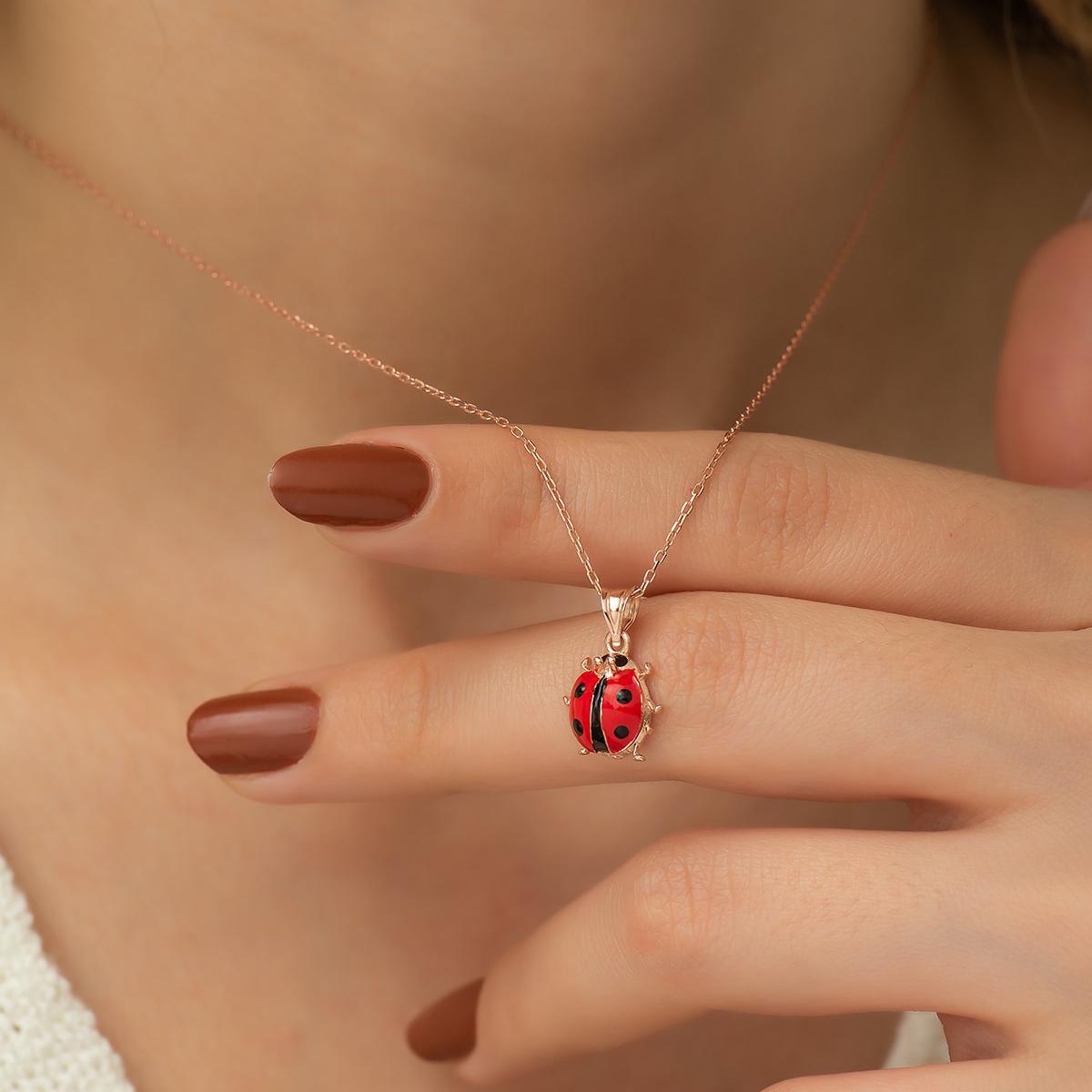 Ladybug Pendant Necklace • Ladybug Necklace Silver • Gift For Her - Trending Silver Gifts