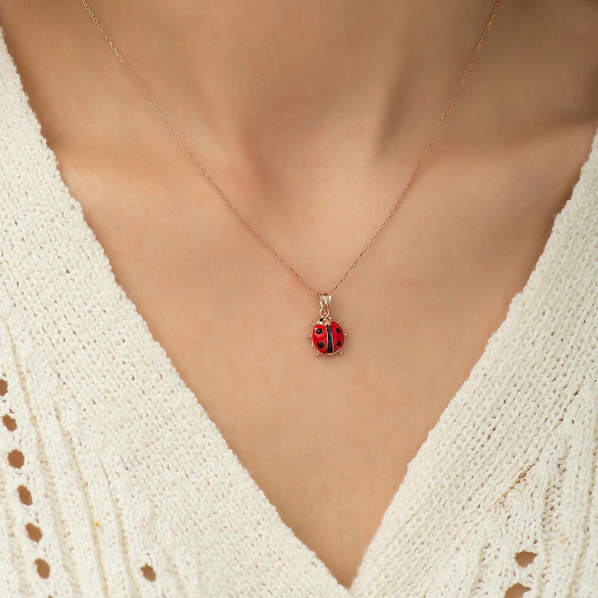 Ladybug Pendant Necklace • Ladybug Necklace Silver • Gift For Her - Trending Silver Gifts