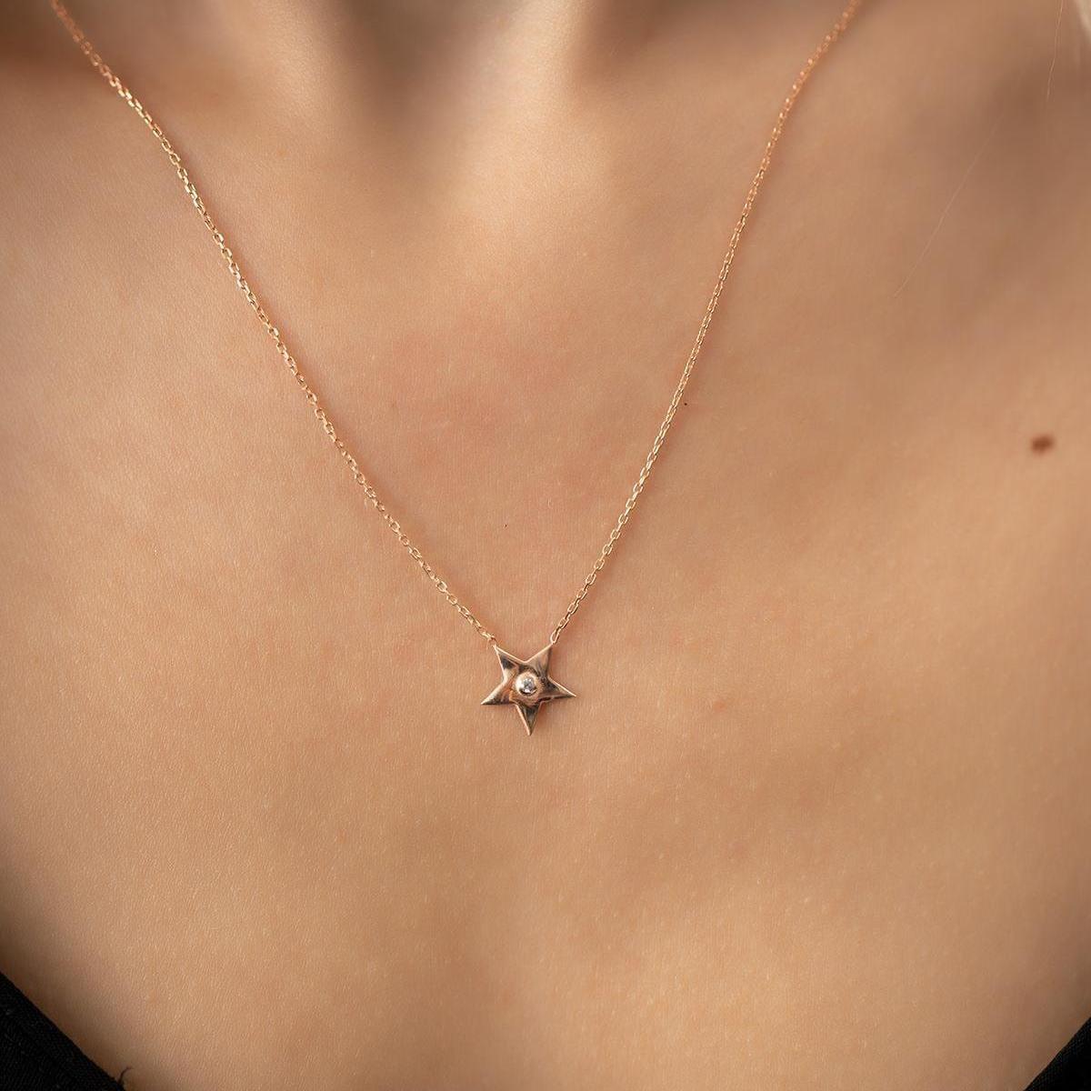 Star Necklace Rose • Star Necklace Silver • Star Sign Necklace - Trending Silver Gifts