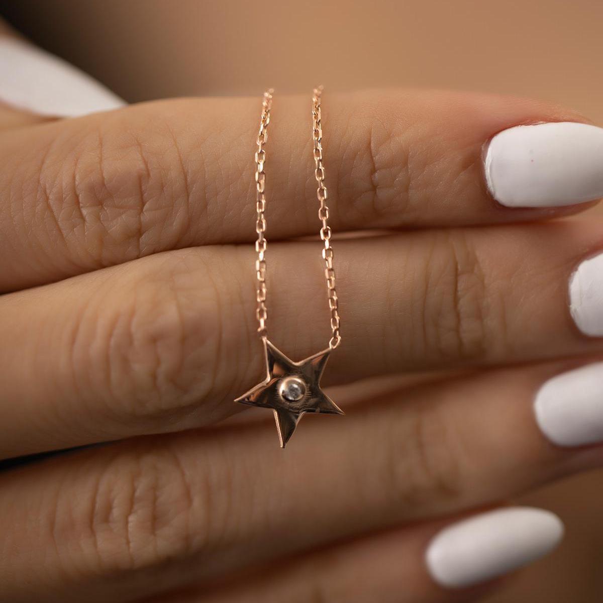 Star Necklace Rose • Star Necklace Silver • Star Sign Necklace - Trending Silver Gifts