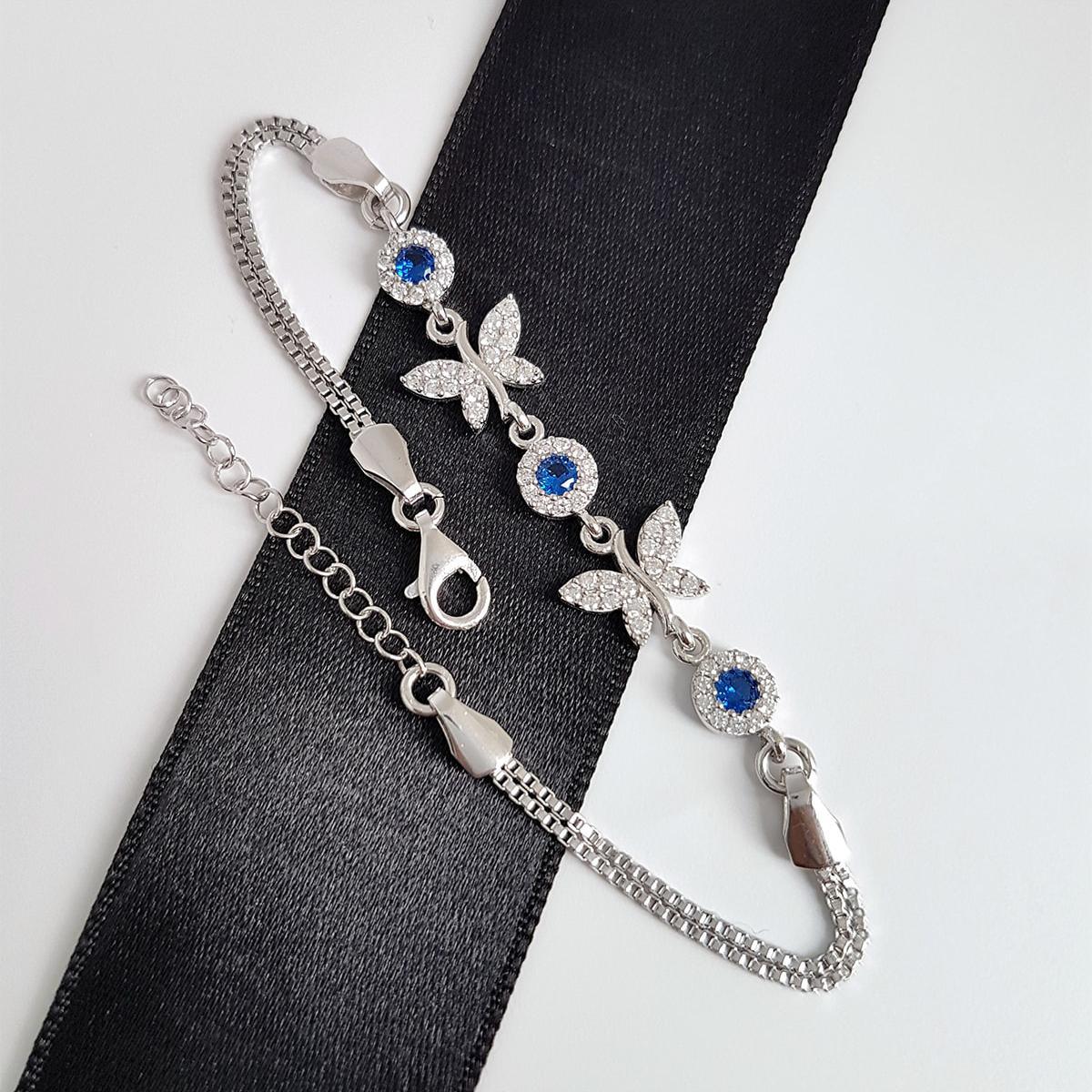 Blue Sapphire Butterfly Bracelet • Birthstone Bracelet For Grandma - Trending Silver Gifts