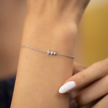 Triple Diamond Solitaire Silver Bracelet ¥ Bridesmaid Gift For Wedding - Trending Silver Gifts