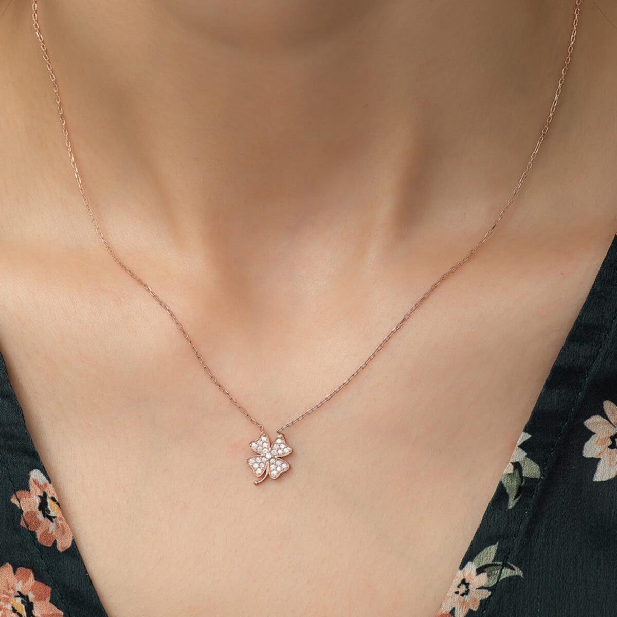 Tiny Four Leaf Clover Necklace • Minimalist Lucky Clover Necklace - Trending Silver Gifts