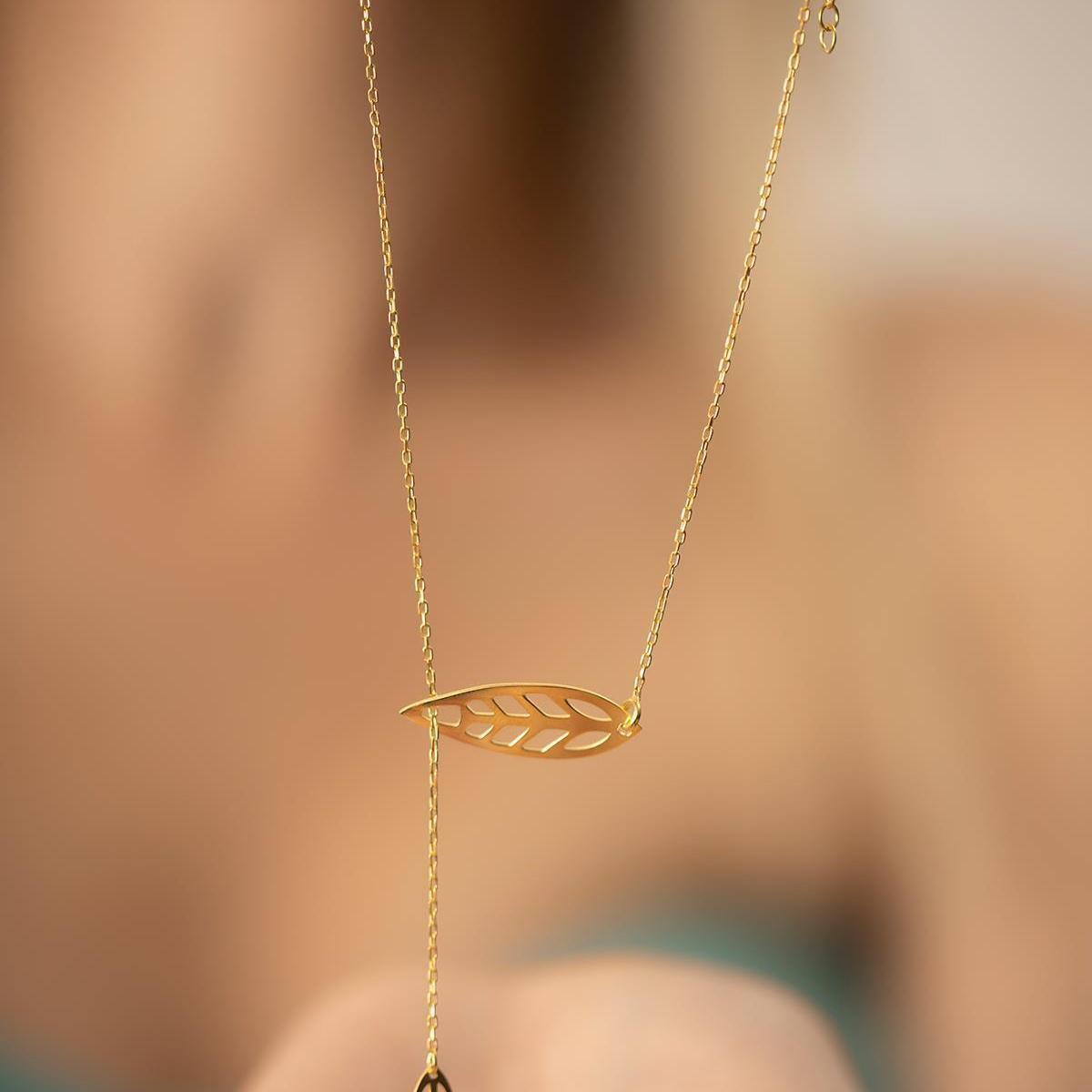 Leaf Pendant Necklace ¥ Leaf Pendant Necklace Gold ¥ Gift For Her - Trending Silver Gifts